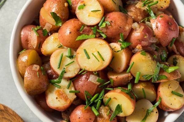 Salada Batata Alemã Caseira Com Ervas Mostarda — Fotografia de Stock