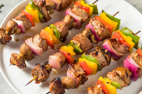Domácí Hovězí Kebab Paprikou Cibulí — Stock fotografie