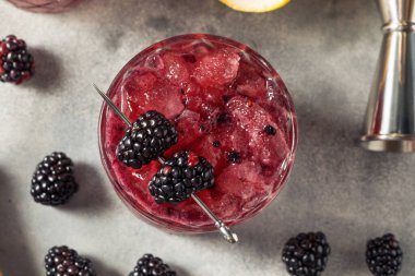 Boozy Refreshing Bramble Blackberry Cocktail with Vodka and Lemon clipart