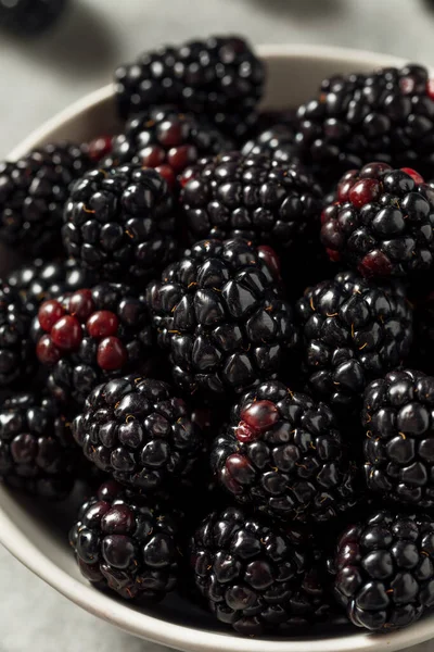 Raw Black Organic Blackberries Bowl — Stock Photo, Image