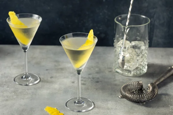 Boozy Cold Lemon Gin Martini Dengan Vermouth Dan Bitters — Stok Foto