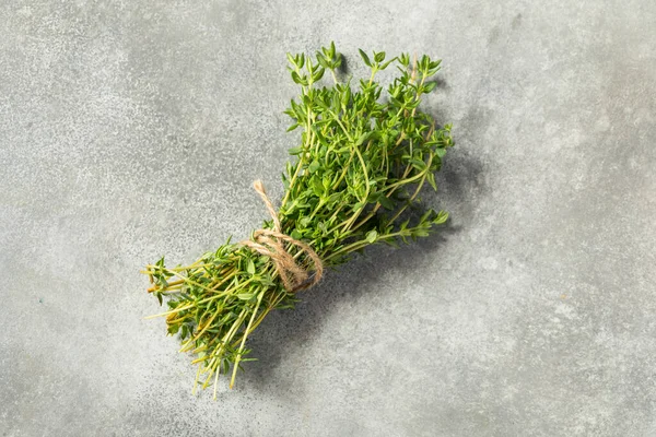 Raw Green Organic Thyme Herb Bunch Cooking — Stock Photo, Image