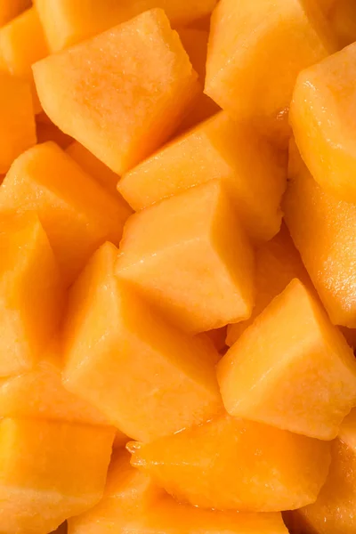 Raw Orange Organic Cantaloupe Melon Cut Cubes — Stock Photo, Image