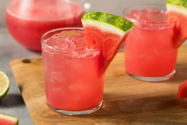 Cold Refreshing Watermelon Agua Fresca Lime Sugar — Stockfoto