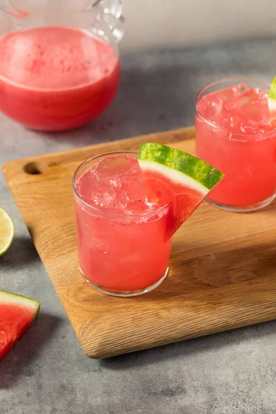 Cold Refreshing Watermelon Agua Fresca Lime Sugar — Stock Photo, Image