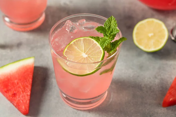 Boozy Refreshing Tequila Watermelon Agua Fresca Cocktail Mint — 图库照片