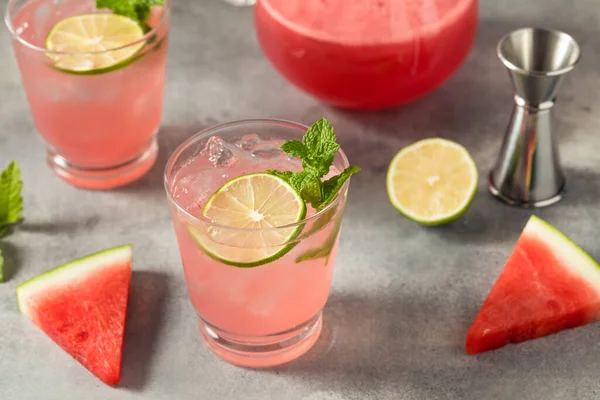 Boozy Refresh Tequila Watermelon Agua Fresca Cocktail Mint — стокове фото