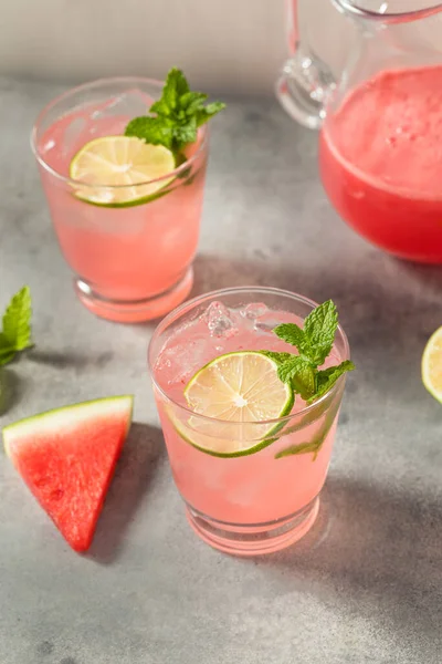 Boozy Refreshing Tequila Watermelon Agua Fresca Cocktail Mint — Stock Photo, Image
