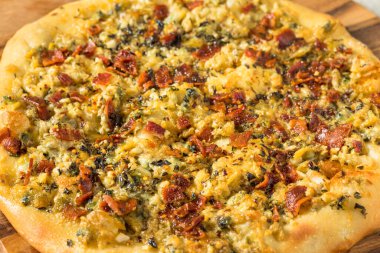 Homemade New Haven Clam White pizza with Oregano and Bacon