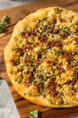 Homemade New Haven Clam White pizza with Oregano and Bacon