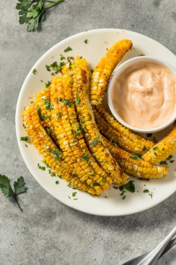 Homemade Spicy Corn Ribs with Mayo Dip