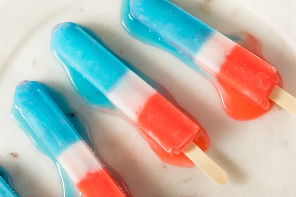 Homemade Red White Blue Popsicle Ready Eat Summer — Fotografia de Stock