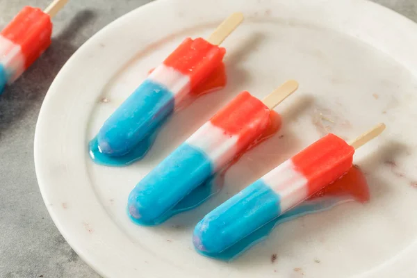 Homemade Red White Blue Popsicle Ready Eat Summer — Fotografia de Stock