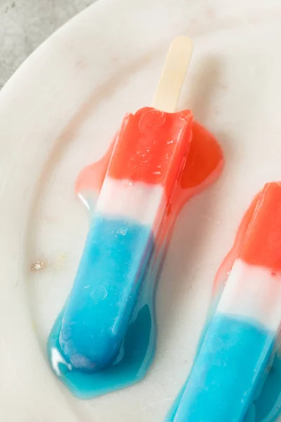 Homemade Red White Blue Popsicle Ready Eat Summer — Fotografia de Stock