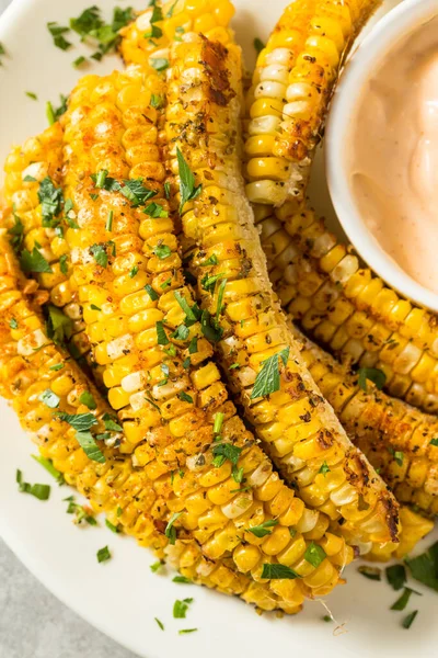 Homemade Spicy Corn Ribs Mayo Dip — Stock Photo, Image