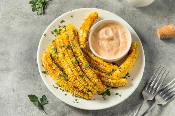 Homemade Spicy Corn Ribs Mayo Dip — Stock Photo, Image