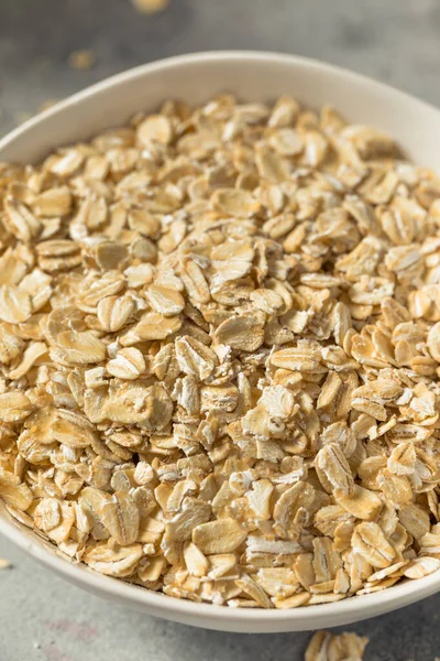 Dry Organic Rolled Oats Oatmeal Bowl — ストック写真