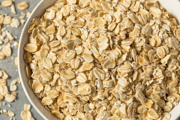 Dry Organic Rolled Oats Oatmeal Bowl — Fotografia de Stock