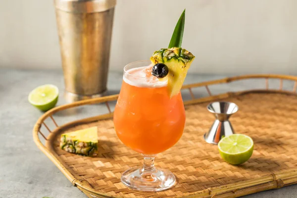 Boozy Cold Rum Runner Cocktail Cherry Pineapple — 스톡 사진