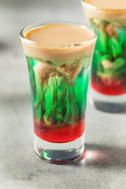 Halloween Zombie Brain Hemorrhage Shot with Peach and Grenadine