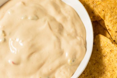 Homemade Creamy White Queso Dip with Tortilla Chips