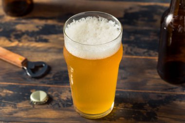 Cold Refreshing Boozy Farmhouse Ale Beer in a Pint Glass