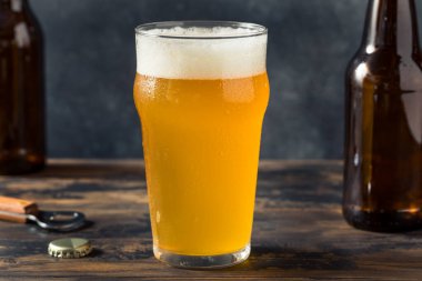 Cold Refreshing Boozy Farmhouse Ale Beer in a Pint Glass