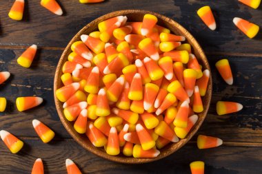 Sweet Halloween Candy Corn in a Bowl Ready to Eat