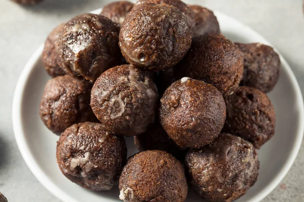 Homemade Glazed Chocolate Donut Holes Breakfast — Stockfoto