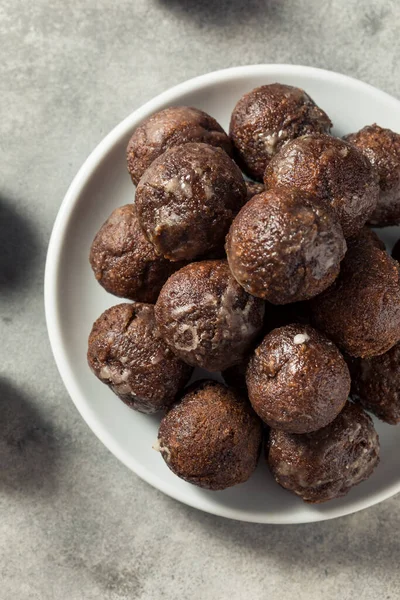 Homemade Glazed Chocolate Donut Holes Breakfast — Stock Photo, Image