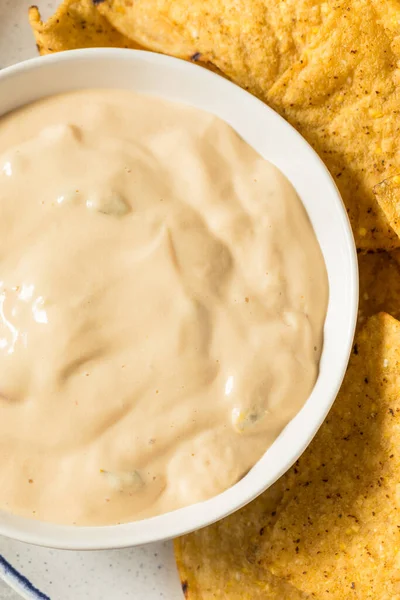 Homemade Creamy White Queso Dip with Tortilla Chips