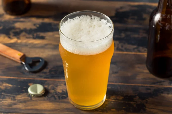 Κρύο Δροσιστικό Boozy Farmhouse Μπύρα Ale Ένα Ποτήρι Pint — Φωτογραφία Αρχείου