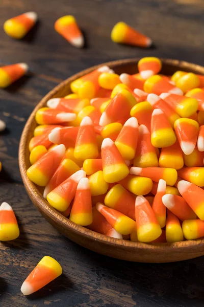 Sweet Halloween Candy Corn Bowl Ready Eat — Stock Photo, Image
