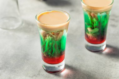 Halloween Zombie Brain Hemorrhage Shot with Peach and Grenadine