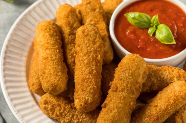 Homemade Deep Fried Mozzarella Sticks with Marinara Sauce