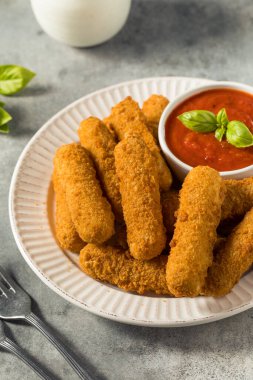 Homemade Deep Fried Mozzarella Sticks with Marinara Sauce