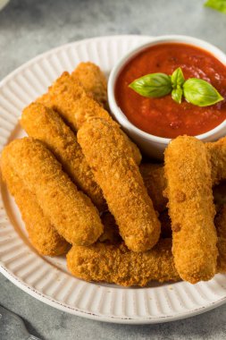 Homemade Deep Fried Mozzarella Sticks with Marinara Sauce