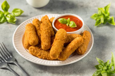 Homemade Deep Fried Mozzarella Sticks with Marinara Sauce