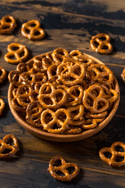 Healthy Homemade Pretzel Twists Salt Bowl — Stock Photo, Image