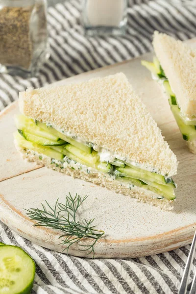 Healthy Homemade English Cucumber Sandwiches Cream Cheese Herbs — 图库照片