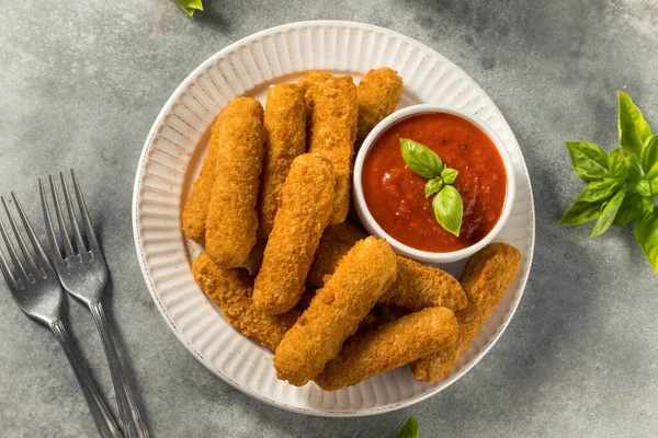 Homemade Deep Fried Mozzarella Sticks with Marinara Sauce
