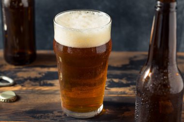 Boozy Refreshing Brown Craft Beer Ale in a Pint Glass
