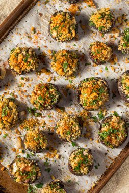 Homemade Stuffed Mushroom Appetizer with Cheese and Breadcrumbs