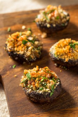 Homemade Stuffed Mushroom Appetizer with Cheese and Breadcrumbs