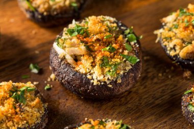 Homemade Stuffed Mushroom Appetizer with Cheese and Breadcrumbs