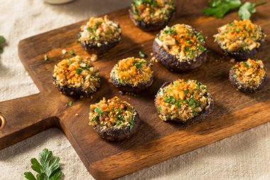 Homemade Stuffed Mushroom Appetizer with Cheese and Breadcrumbs