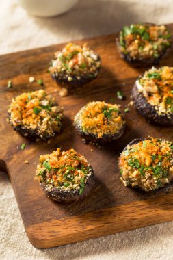 Homemade Stuffed Mushroom Appetizer with Cheese and Breadcrumbs
