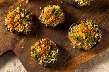 Homemade Stuffed Mushroom Appetizer with Cheese and Breadcrumbs
