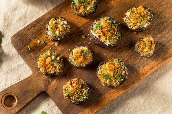 Homemade Stuffed Mushroom Appetizer Cheese Breadcrumbs — стоковое фото