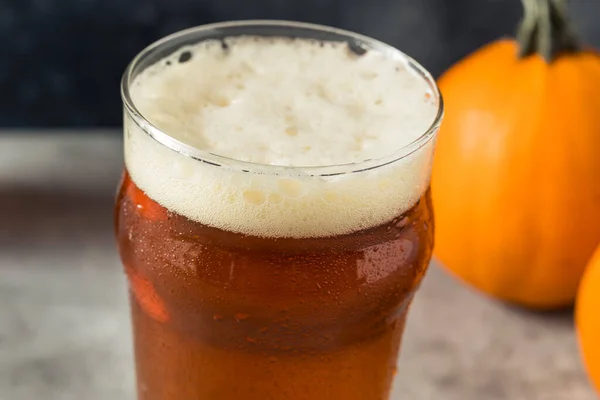 Boozy Refreshing Pumpkin Ale Craft Beer Pint Glass — Stock Photo, Image